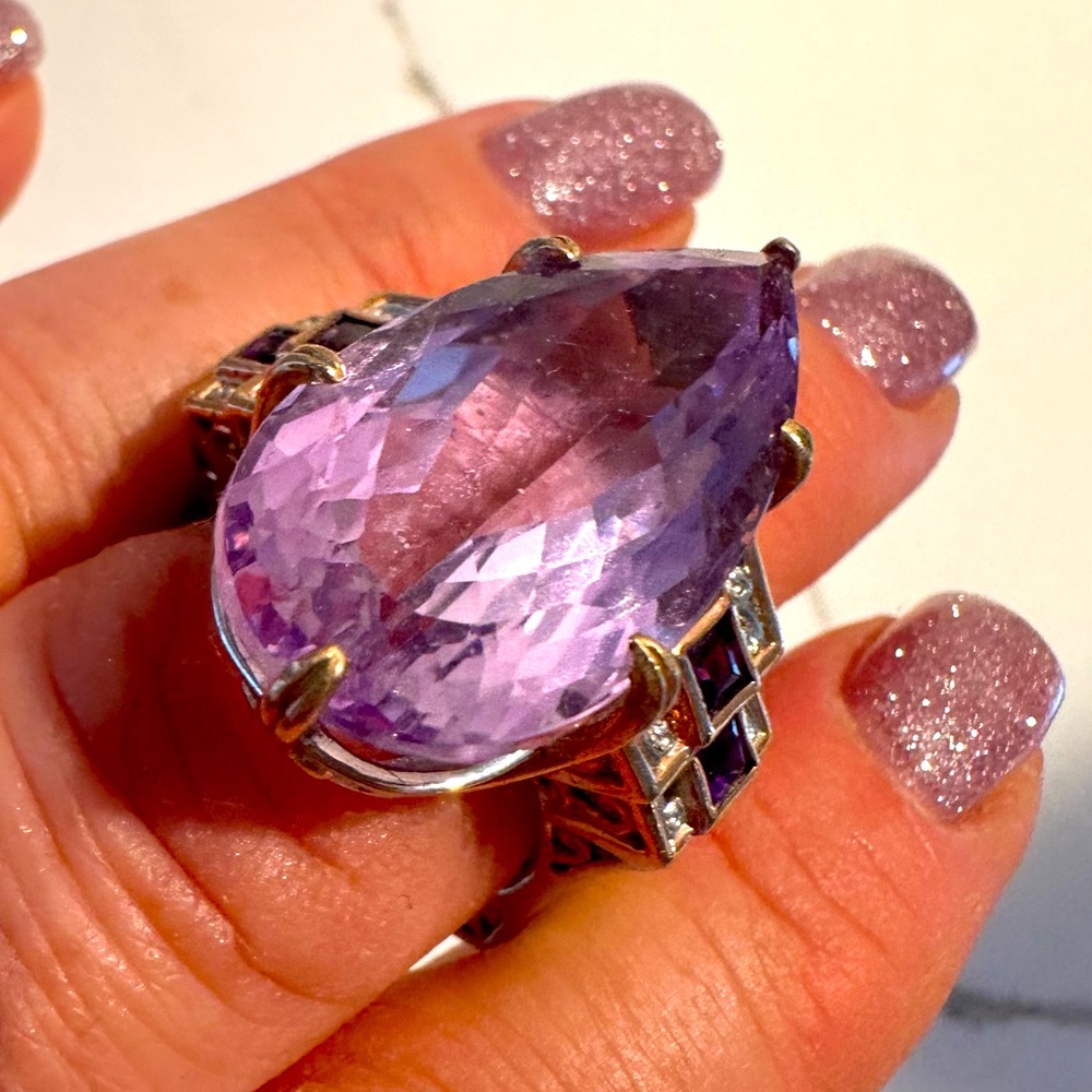 Large Natural Amethyst Statement Ring - image 1